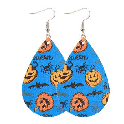 China TRENDY PU Leather Earrings Set Faux Leather Teardrop Dangle Earrings For Halloween Christmas Variety Leopard Plaid Patterned for sale