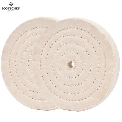 China SCOTTCHEN 8 Inch Durable Spiral Stitched Denim Buffing Buffing Wheel For Bench Grinder With 5/8