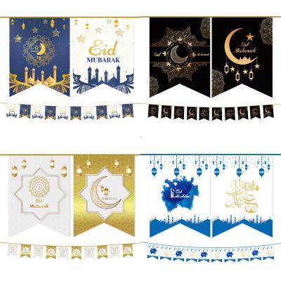 China Decor EID MUBARAK Banner Glitter EID Paper Bunting Garland Islamic Mubarak Ramadan Decoration Muslim Eid Mubarak for sale