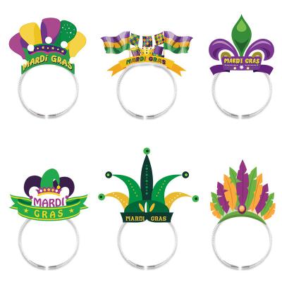 China 6Pcs Hawaiian and Carnival Headband Centerpieces for Birthday Mardi Gras Headband Themed Party Decorations for sale