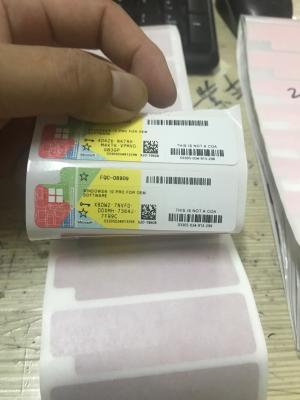 China Genuine Windows 10 Key Code COA Sticker Win 10 Pro Pack 32 Bit / 64 Bit OEM SAMPLE FREE for sale