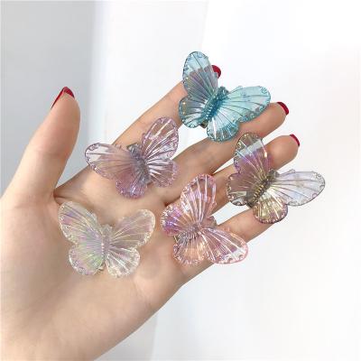 China Colorful Transparent Sweet Girl Headdress Small Butterfly Hair Clips Women Hair Clips Barrettes Popular Accessories Hairpins for sale