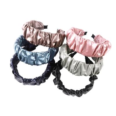 China Decorations Leather Solid Color Headband For New Women Wide PU Headband Circle Framing Hair Accessories Headwear for sale