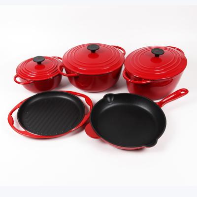 China 2020 Enamel Sustainable Cast 5 Piece Enamel Set Cookware for sale