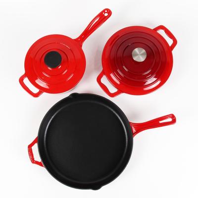 China 2020 Sustainable Cast Iron Enameled Pots And Pans Set Multi Kitchen Cookware for sale