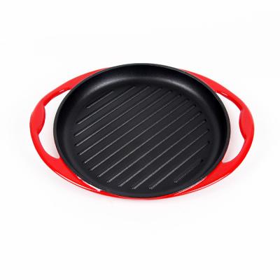 China Viable Tour Enamel Cast Iron Hot Pan Frying Pan Cast Iron Grill Pan With Package Customization for sale