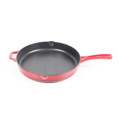 China Sustainable Factory Price Cast Iron Skillet / Cast Iron Enamel Saucepan With Long Handle for sale