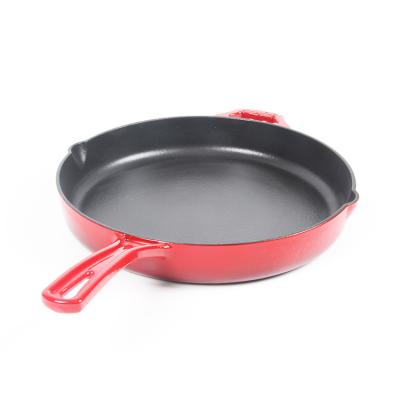 China Best Selling Customized Colors Viable Enamel Coated Solid Cast Iron Frying Pan Skillet for sale