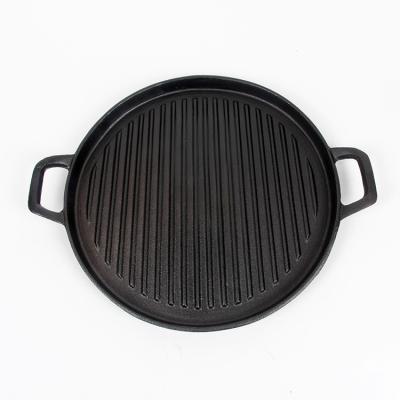 China Traditional Cast Iron Two Ears Grill Griddle Pan Vegetable Oil BBQ Pan for sale