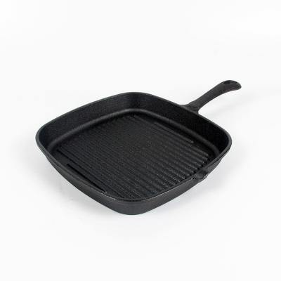 China Traditional Vegetable Oil Square Cast Iron Grill Pan Frying Pan With Handle for sale