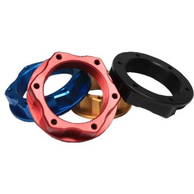 China Aluminum Alloy Aluminum Motorcycle Flanged Yoke Nut OT-FTN CNC Steering Stem Top Nut M28x (1.00mm) (Open) for sale