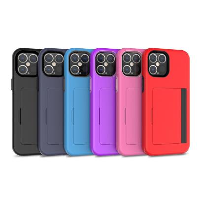 China Free Sample Multicolor Shockproof 2 in 1 Phone Case for iPhone 12 Pro Max Protectiive Case with Credit Card/Holder for sale