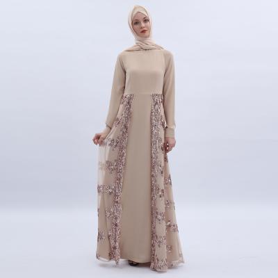 China Modest Muslimah Styling Long Sleeve Muslim Dress Abaya Design New In Dubai Malaysian Arabic Kaftan Islamic Clothing For Women Sequin Embroidery for sale