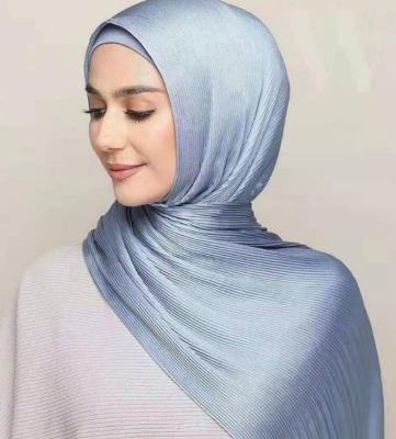 China Multifunctional Silky Pleated Silk Hijab Malaysia OEM Satin Crepe Shawl Scarf High Hijab for sale