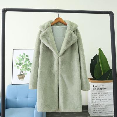 China winter n color pantone color faux rabbit fur Anti-wrinkle long coat casual lapel XXXXL woman long sleeve fluffy warm thick luxury vegan fur outwear for sale