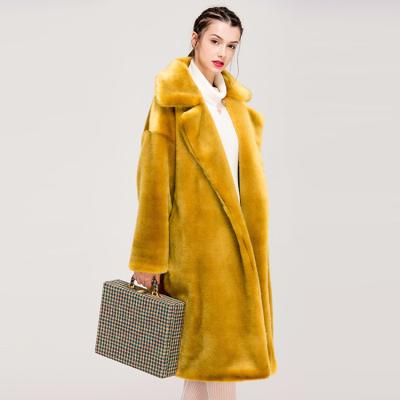 China Anti-wrinkle Stock Fast Shipping Faux Fur Faux Fur Mink Wool Long Coat Jacket for women style fashion pantone color woman outwear for sale