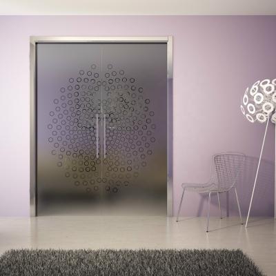 China Modern High End Design Tempered Store Front Door Glass Acid Etched Door Glass for sale