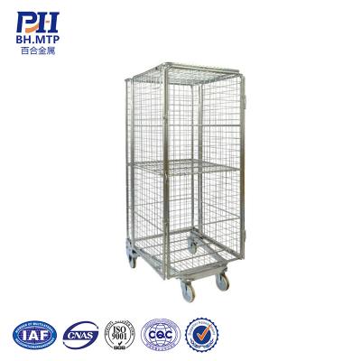 China Foldable Transport Storage Trolley Heavy Duty Roll Cage Foldable Mobile Rolling Cage With Wheels for sale