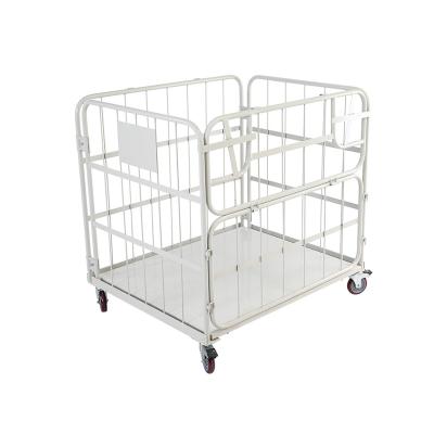 China Lockable Multifunctional Mobile Transport Stainless Steel Pallet Trolley Storage Roll Cage for sale