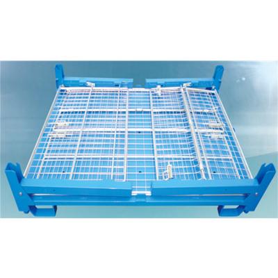 China Heavy Duty Hot Sale High Quality Powder Coating Wire Cage Pallet Storage Stackable Pallet Cage for sale