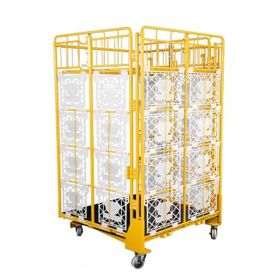 China Foldable Custom Material Handling Container Warehouse Steel Rolling Storage Cage Rack for sale