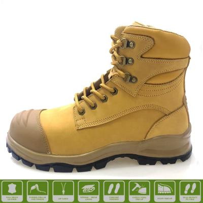 China Mid Cut Anti Smash Anti Puncture Nubuck Top Layer Leather Steel Toe Safety Shoes for sale