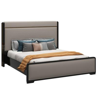 China (Other) Luxury Furniture Adjustable Modern Upholstered Leather King Size Double Bed With Storage for sale