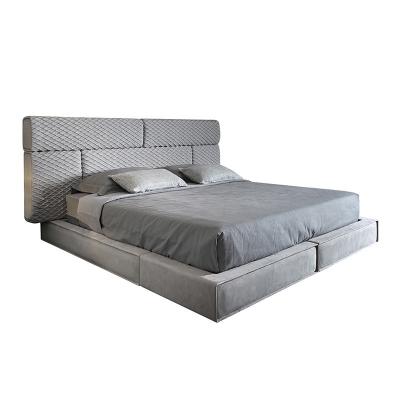 China Hot Sale Modern Double Bed (Other) Fabric Bed Adjustable View Luxury King Size Modern Italian Leather Double Bed for sale