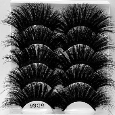 China Long New Design 3D Mink Eyelashes Dense A Natural Box Of Five Pairs 25mm Mink Eyelashes for sale