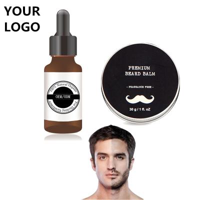 China Professional Private Label Supplier Private Label Vegan Men Gift Set Beard Balm Beard Growth Kit Beard Growth Natural Oil for sale