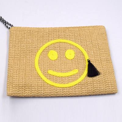 China Eco-friendly Jute Lady Zipper Cosmetic Bag Custom Canvas Makeup Bag for sale