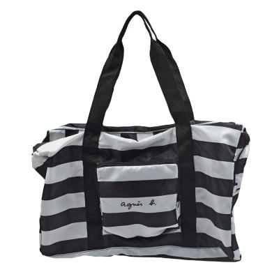 China 2019 Hot Sale Eco-Friendly Foldable Canvas Stripe Eco Friendly Tote Shopping Bag for sale