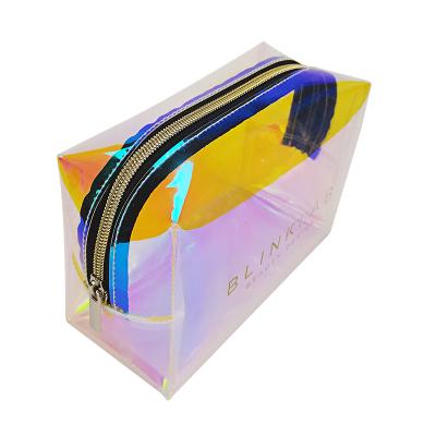 China Hot Selling High Quality Holographic Clear Cosmetic Toiletry Bag TPU Pouch Holographic Cosmetic Bag for sale