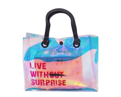 China Eco-friendly Women PVC Bags Transparent Clear PVC Waterproof Bag With Handle for sale