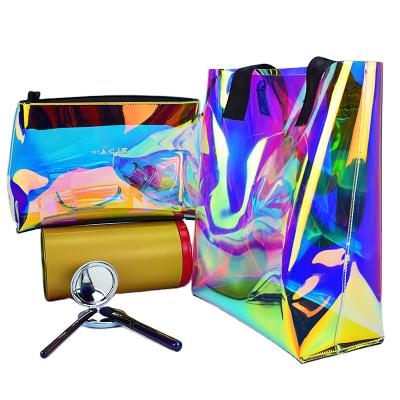 China Durable Women Glitter Square Handbag Waterproof Fashionable Travel PVC Clear PVC Cosmetic Bag for sale