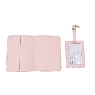 China 100% Newest Eco-Friendly Designs Make Your Own Logo PU Leather Passport Cover And Luggage Tag Gift Set for sale