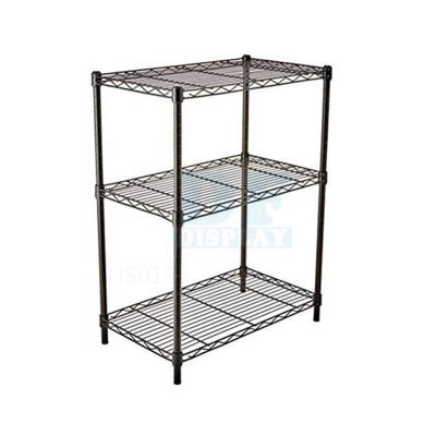 China HS013 Heavy Duty Adjustable Storage Shelving Unit 3-Shelf Steel Organizer Wire Rack for sale