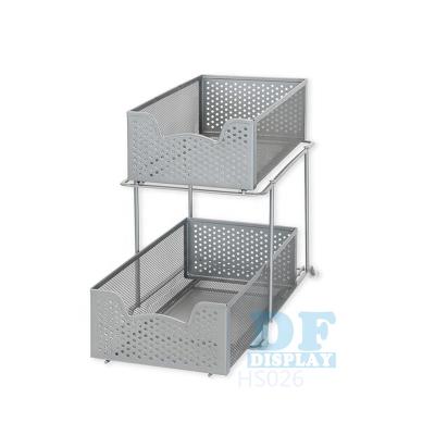 China HS026 2 Tier Stored Sliding Cabinet Basket Organizer Drawer for sale