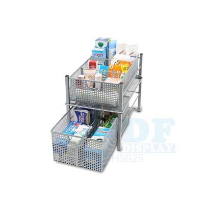 China HS025 BATHROOM USE 2 ROW Mesh Cabinet Basket Organizer Viable for sale