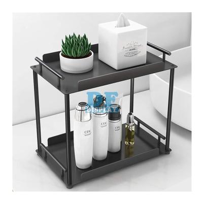 China HS051,2 Tier Position Stocked Rack, Bathroom Organizer Countertop Storage Shelf Cosmetic Holder Kitchen Spice Rack for sale