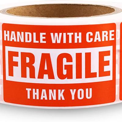 China Scratch off STK-03 500pcs per roll fragile label for handle with 2x3-inch care fragile stickers for sale