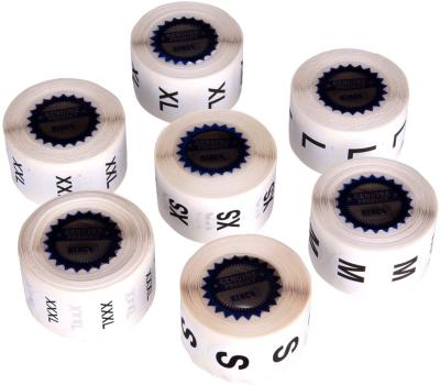 China STK-12 Barcode 500pcs Per Roll Clothing Waist Stickers , Adhesive Clothing 1