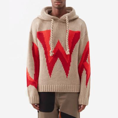 China Top Custom Sweater Cashmere Wool Knitted Pullover Hoodie Cotton Knitwear Mens Jacquard Sweater for sale