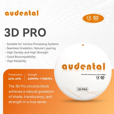 China Audental Dental Material 3d Pro Consumíveis Máquinas Material Zirconia Blocos Dental Laboratório à venda