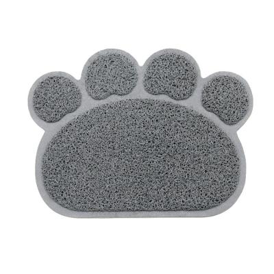 China Anti Slip PVC Cat Litter Mat Paw Shape Pet Mat Durable Easy Cleaning Pad for sale