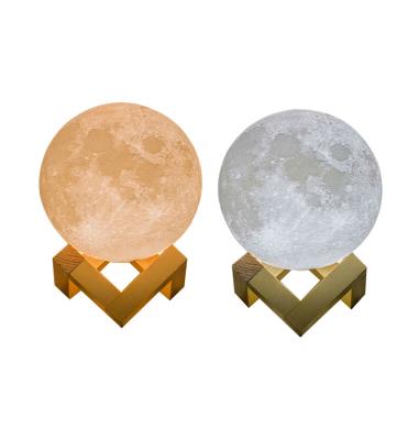 China Switching on functions. Eco-friendly Rechargeable Moon Lamp Remote Control 3D Printing Sensor Color Changing Lunar Moon Light for sale