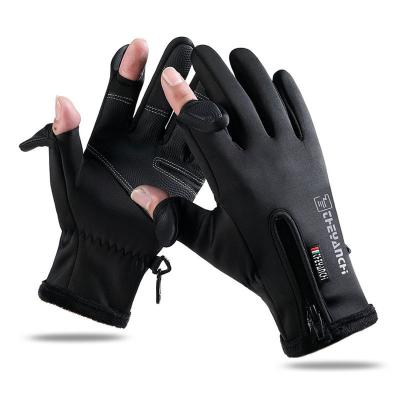 China Unisex Mountain Motorcycle Windproof Gloves Bicycle Touch Screen Fingertips Winter Non-Slip Touch Screen Fishing Recycling Glove With 2 Bare Fingers for sale