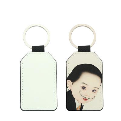 China Heat Transfer Printing Double Side Sublimation Leather Keychains Blank Key Holder With Custom Logo for sale