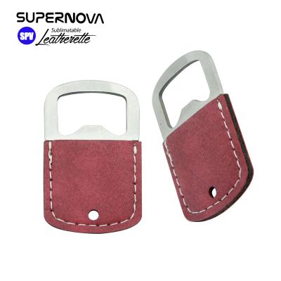 China Durable Flat Dye Sublimation Blank PU Stainless Steel Metal Beer Bottle Opener for sale