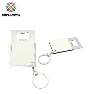 China Stocked Sublimation Blanks Poly-leather Stainless Steel Plated Bottle Opener for sale